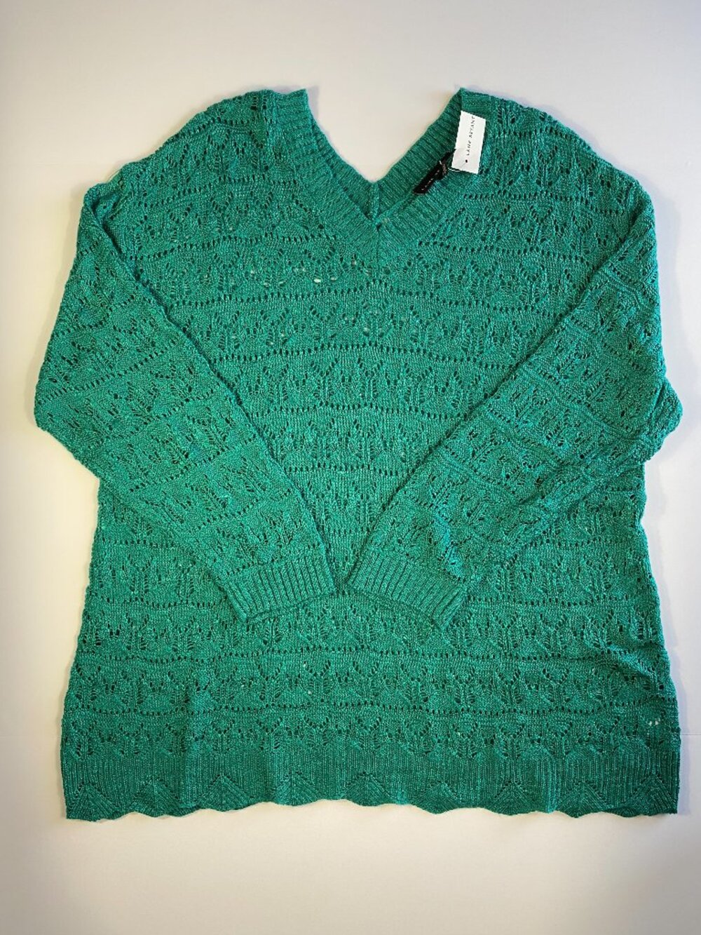 Lane Bryant SZ 18/20 Teal Green V-Neck Knit Sweater